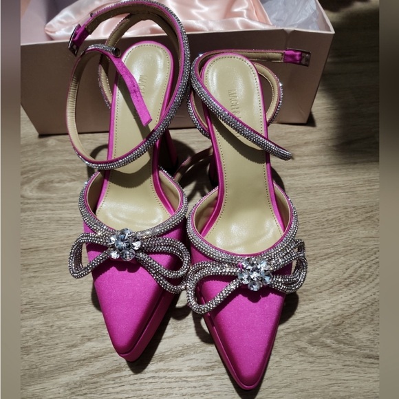 MACH & MACH140MM DOUBLE BOW SATIN PLATFORM PUMPS size 37 Fushia - Picture 4 of 4